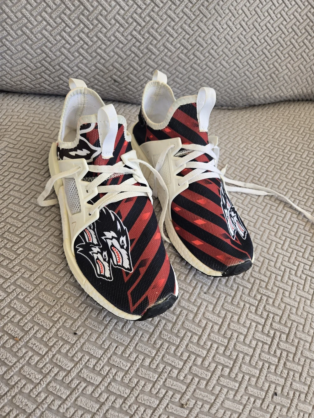 Youth Athletic Sneakers - Black & Red Stripe Kids Shoes